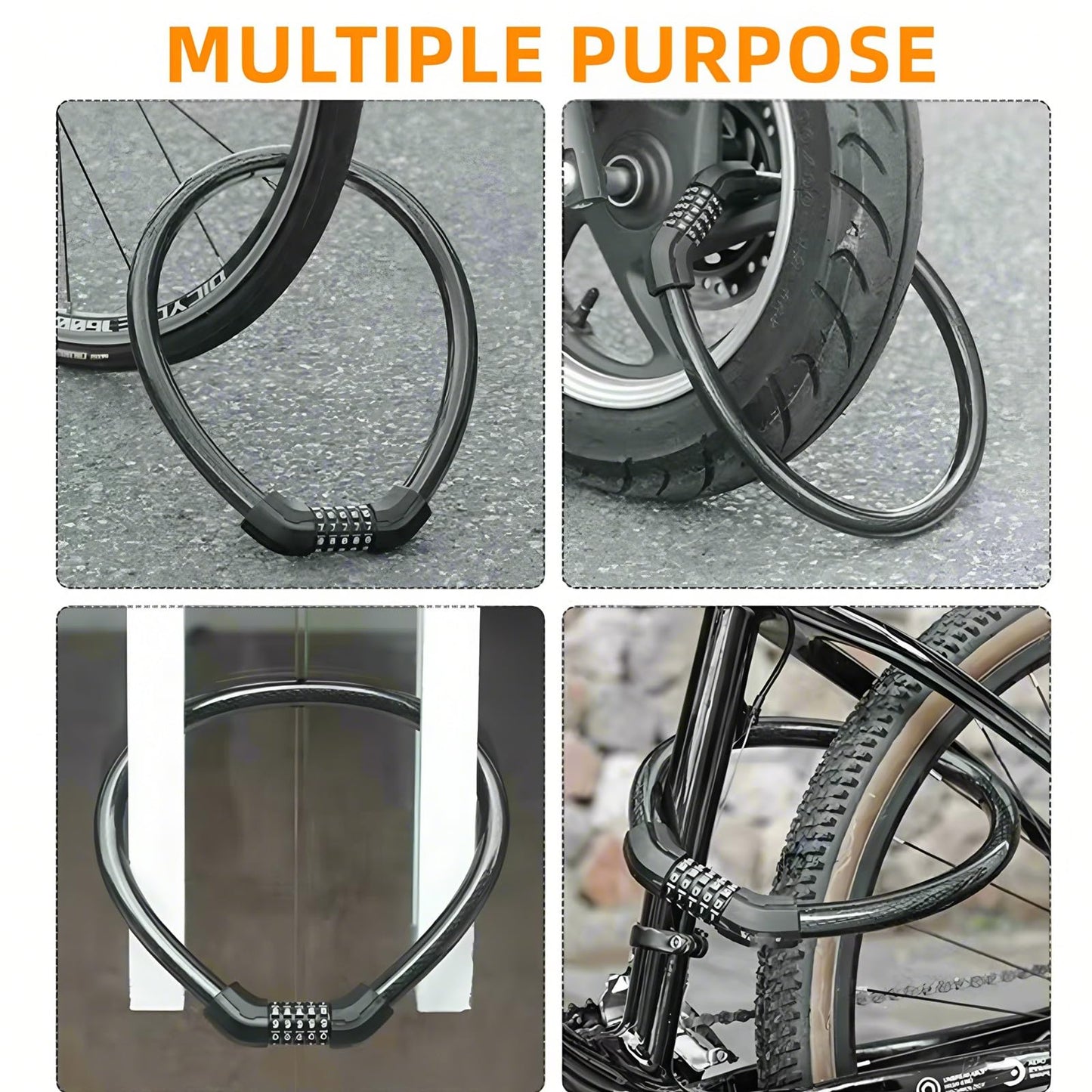 Bike Lock,Portable Heavy Duty Anti Theft Bike Cable U Lock,High Security 5 Digit Combination Password Bicycle U-Lock,Durable Thicken Steel Shackle Locks for Electric Bike,Scooter,Motorcycle (Black)