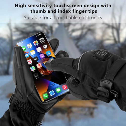 Heated Gloves 5V 6000mAh for Men Women- Rechargeable Heated Gloves with Finger & Handback Warming, Waterproof Thermal Electric Heating Gloves for Sports Cycling,Hiking,Hunting, Outdoor Work