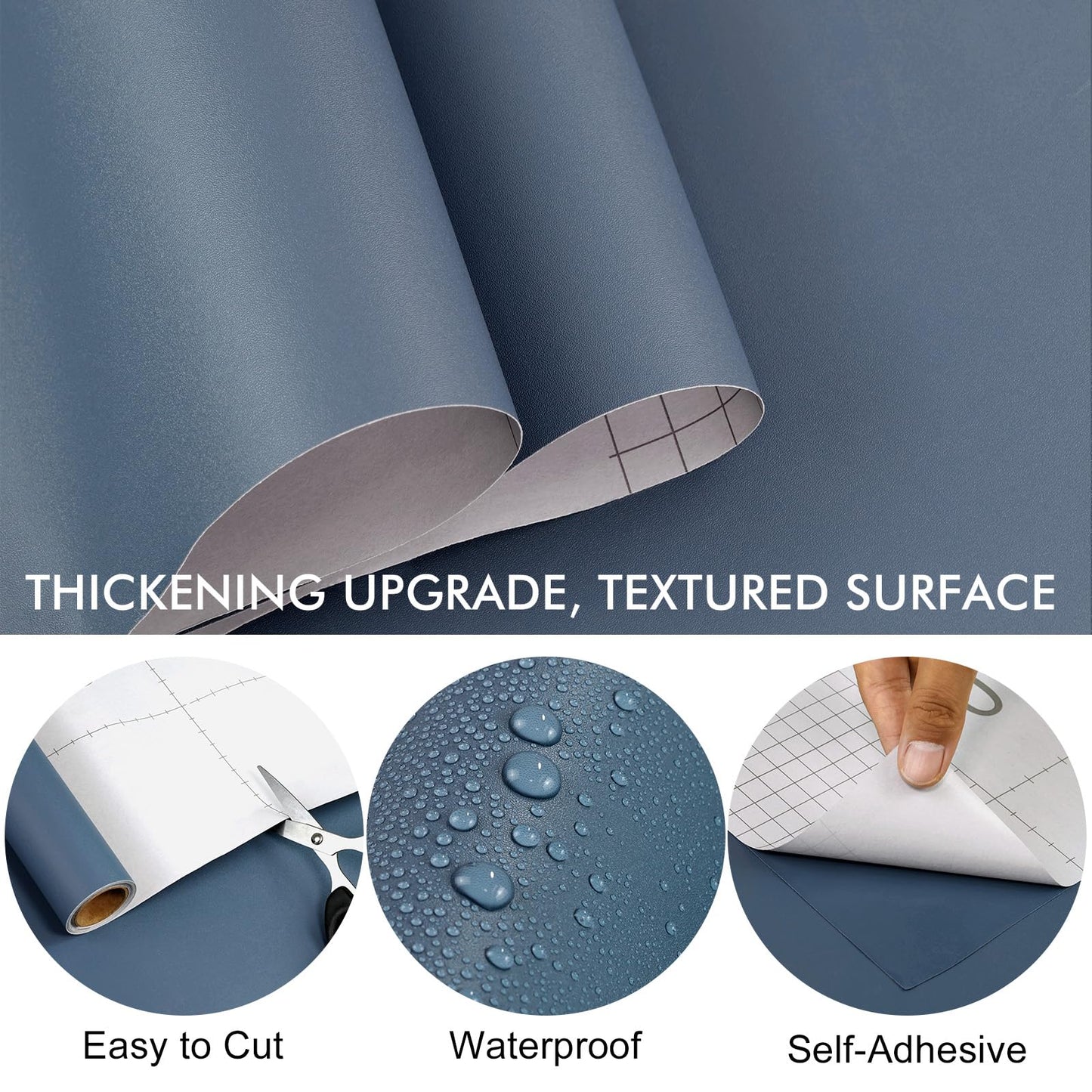 Biyoee Navy Blue Peel and Stick Wallpaper 15.7”x 118” Matte Blue Self-Adhesive Removable Contact Paper Solid Color Waterproof Vinyl Roll for Cabinets Furniture Renovation Bedroom Wall Covering