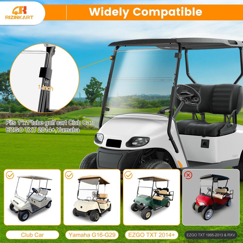 Rizinkart Golf Cart Windshield Retaining Clips Universal Fit EZGO TXT 2014+ ,Club Car, Yamaha,Upper Windshield Clips for 1'' × 1'' Tube