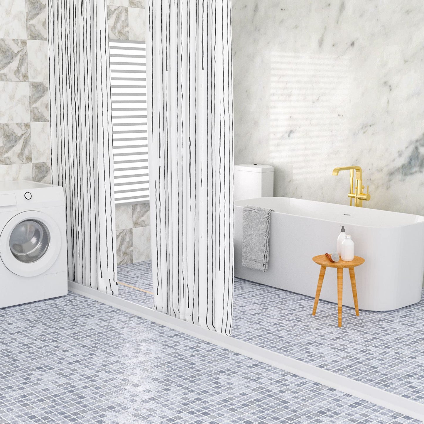 3" High Shower Threshold Water Dam 118 IN Collapsible Shower Water Splash Guard for Curbless Shower Threshold Barrier Water Stopper for Wet and Dry Separation Bathroom and Kitchen (White)