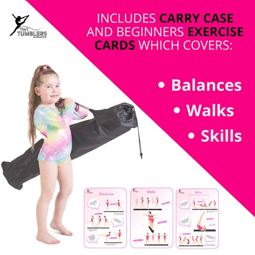 Balance Beam For Kids - Premium Gymnastics Equipment In Non Slip Faux Suede -7/8/9ft- High Density EVA Foam - Bonus Flash Cards, Carry Straps, Carry Case