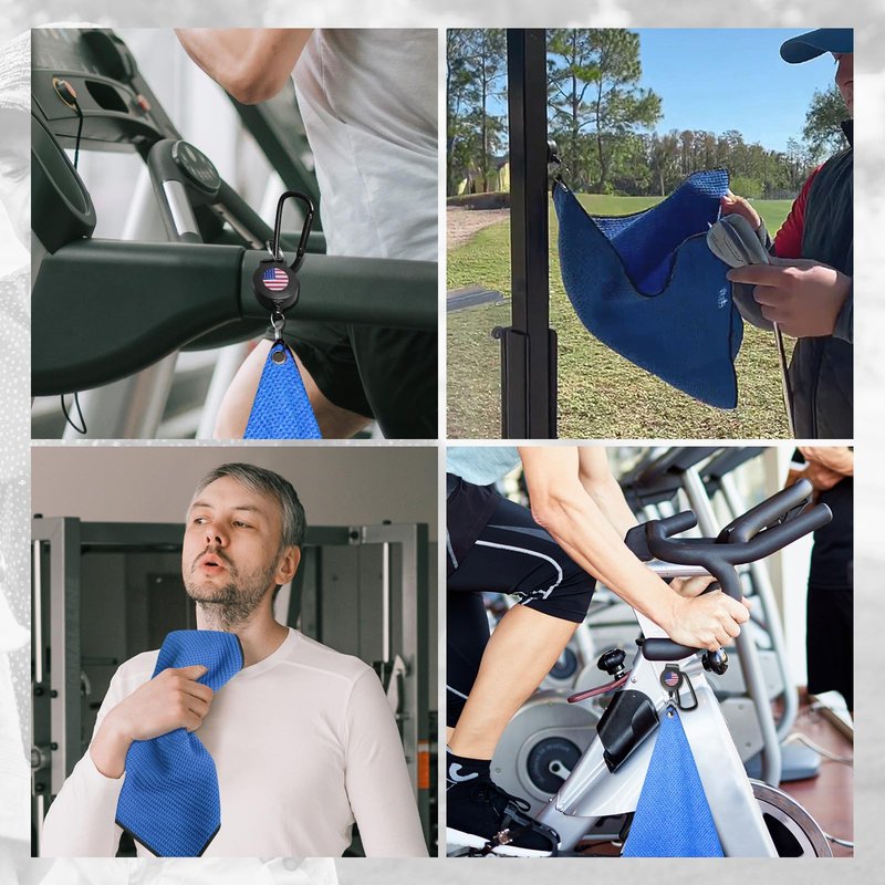 Golf Towel Thicker More Weight with Strong Magnetic Retractable Carabiner Clip 1 or 2 Pack, 3X Water Capacity 5X Absorption Speed 15.8’’x15.8’’ Microfiber Towels for Golf Bags Men Women (Blue-2 Pack)