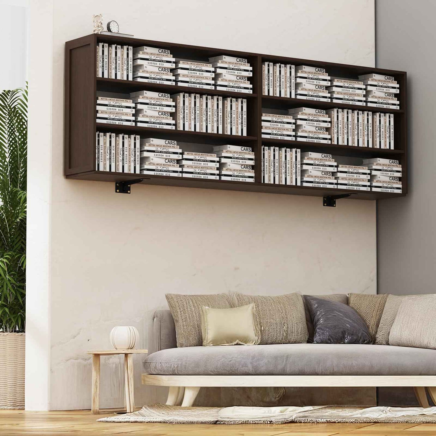 Matutinus Heavy Duty Shelf Brackets 16 Inch, 1500 lbs Capacity, Hooks for Wall Mounted Shelves, L-Shaped Floating Shelf Brackets with Hanging (Black 2 Pack)