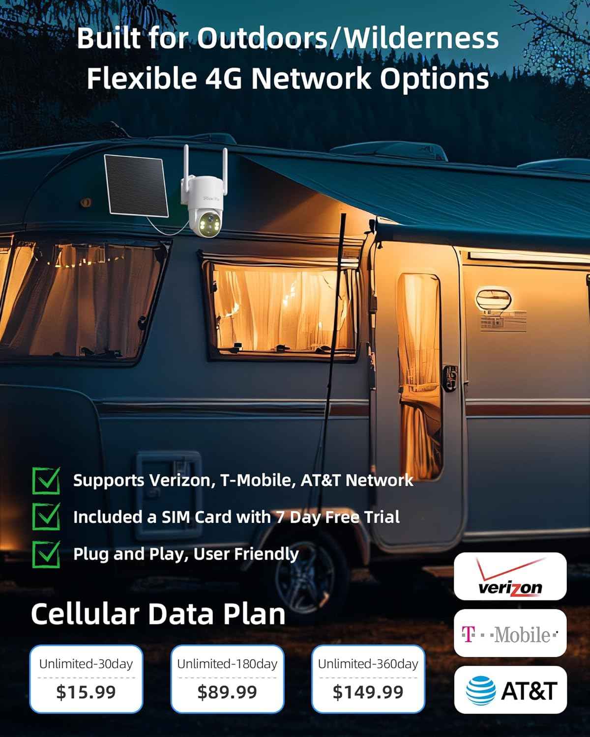 Wireless Solar Security Camera - 360° Outdoor Surveillance with AI Motion Detection, 2K Night Vision & Two-Way Talk