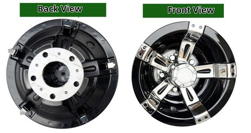 Golf Cart 10" Wheel Covers Hub Caps W/Chrome Spokes for EZGO Cub Car Yamaha Golf Cart Package Set of 4pcs