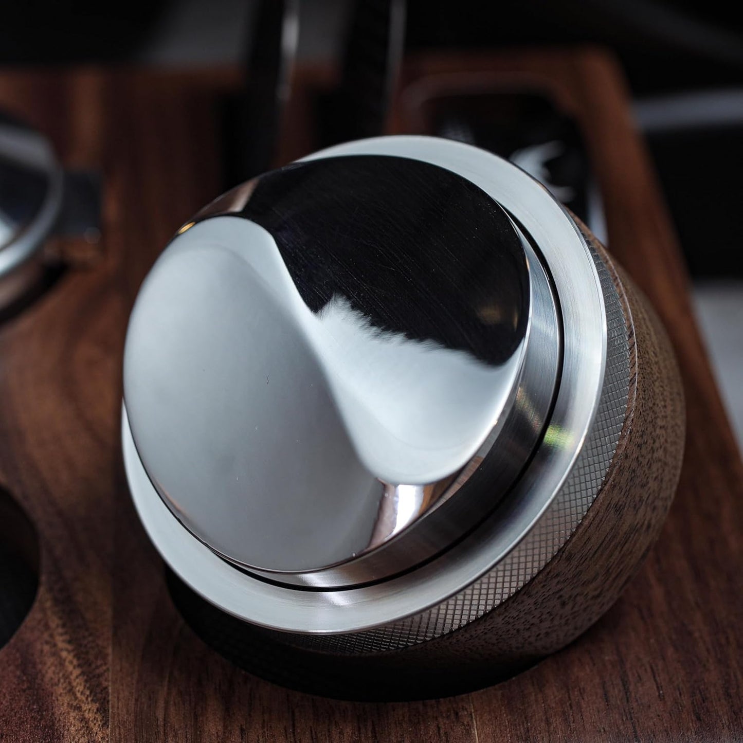 54mm Adjustable Espresso Distribution Tool - Walnut & Stainless Steel Leveler for Breville Machines