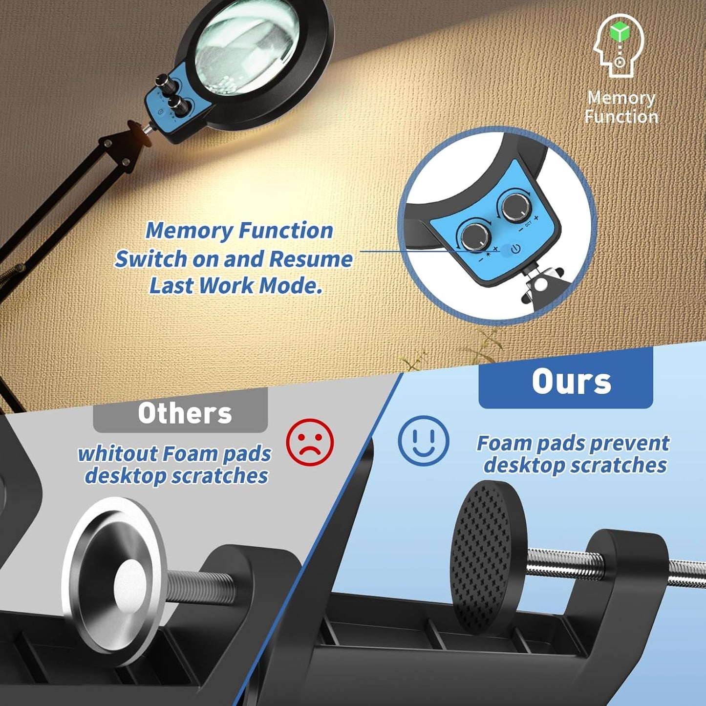 12X LED Magnifying Glass with Light & Clamp - Hands-Free Desk Lamp for Crafting & Reading