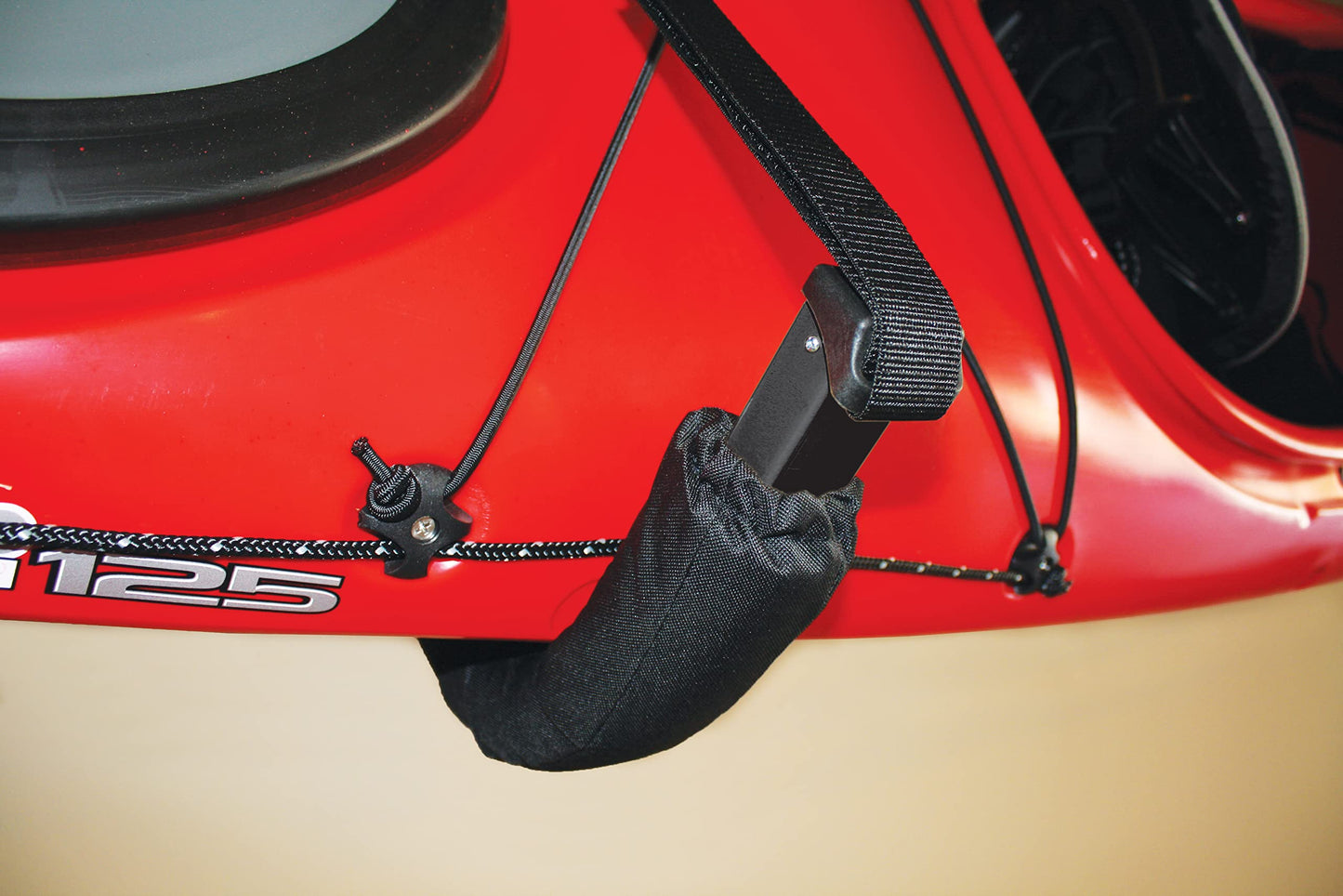 Suspenz EZ Kayak Storage Rack, Indoor & Outdoor Wall Mounts for Kayaks & SUP Paddle Boards, Powder-Coated Steel with Foam Pads & Safety Straps, Holds up to 125 lbs, Black (12-9903)