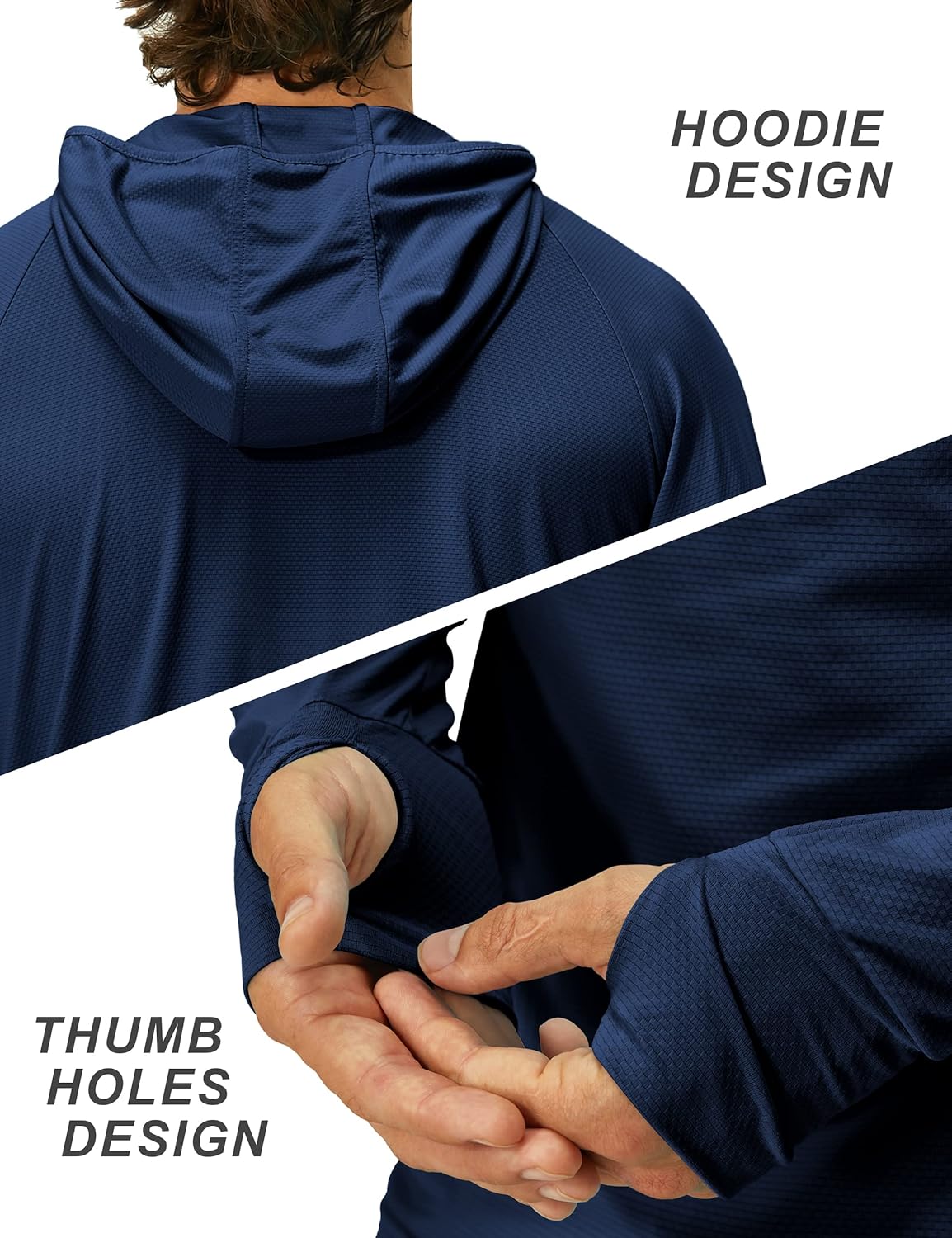 Skiennix Men's UPF 50+ Long Sleeve Sun Protection Hoodie - UV Fishing Rash Guard Shirt