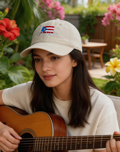 KUBILA Puerto Rico Flag Hats for Men and Women,Embroidered Puerto Rican Baseball Cap Dad Hat Adjustable Ball Caps,Soft Cotton Beige