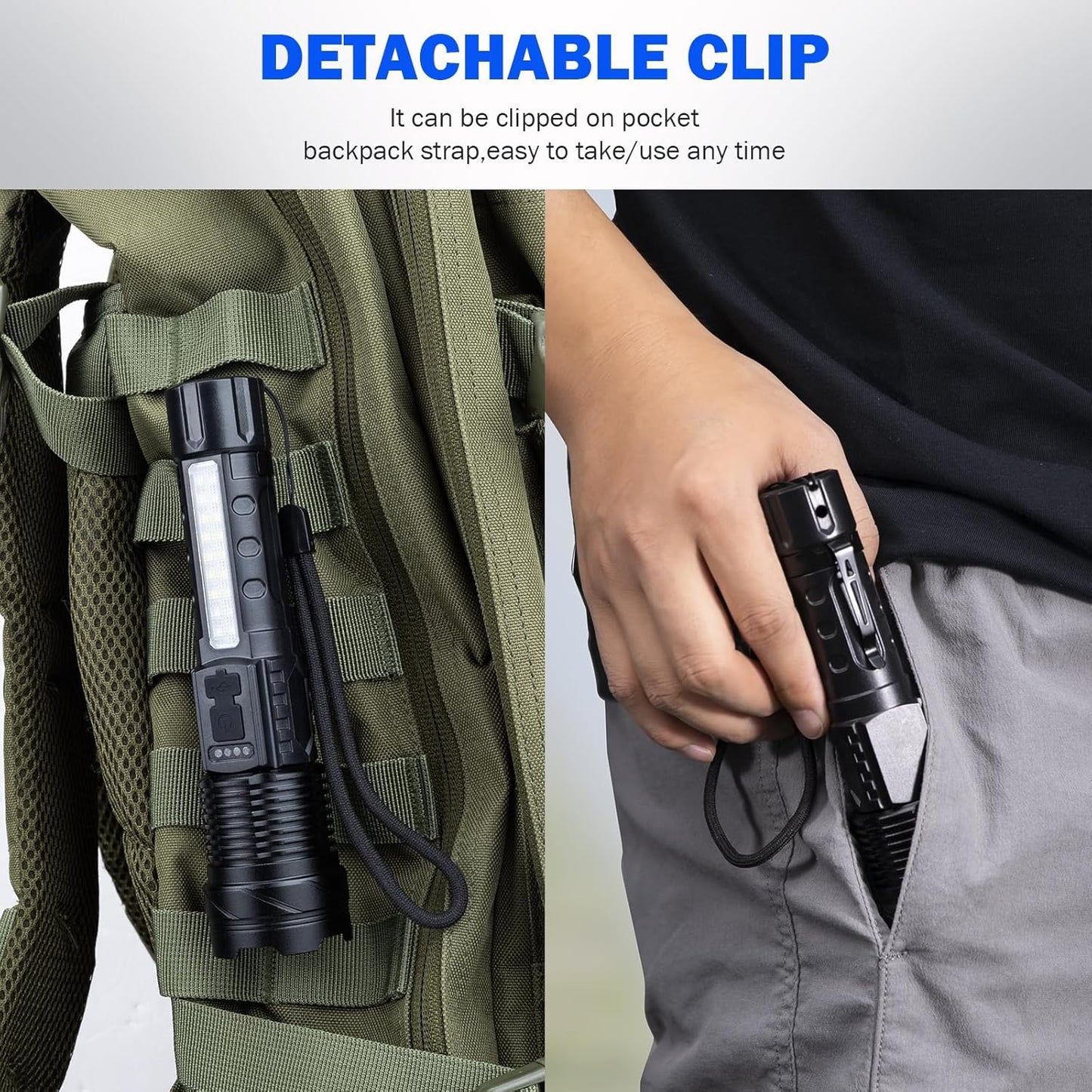Rechargeable High Lumens Flashlight 2 Pack - 990000 Lumen Super Bright LED, 7 Modes, IPX6 Waterproof for Camping & Emergencies