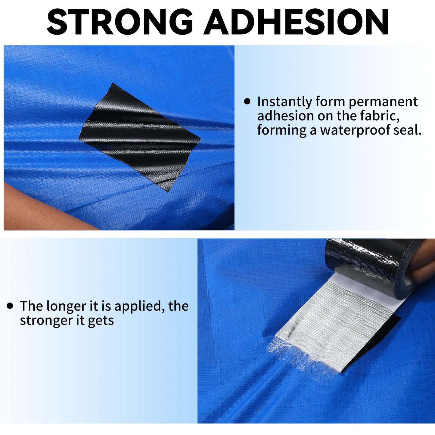 RV Awning Repair Tape: 3" x 30FT Black Fabric Heavy Duty Waterproof Patch Kit for Sail Tent Boat Cover Outdoor Repair