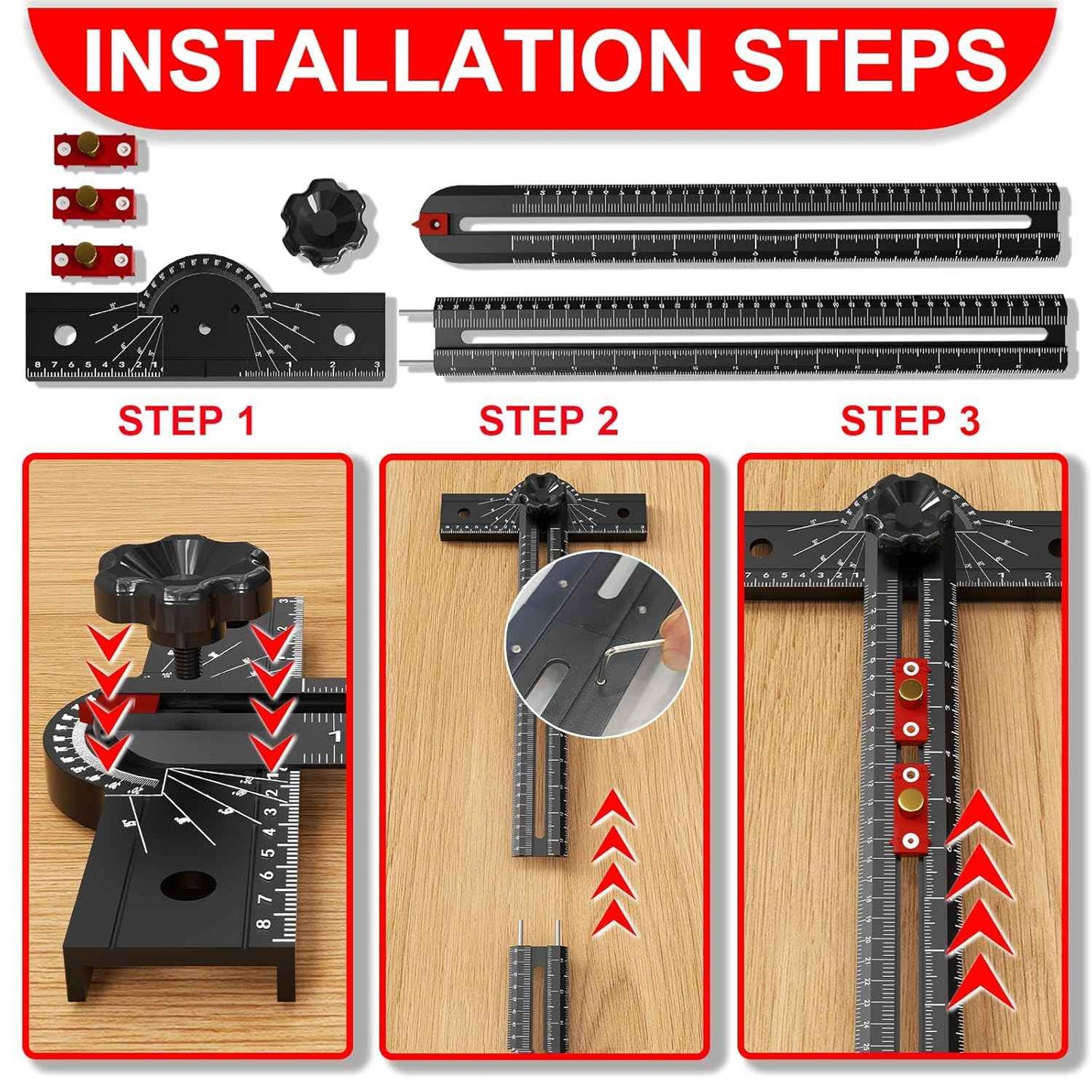 29-Inch Adjustable Woodworking T Square Ruler - Precision Angle Measurement Tool for Carpentry & Drafting