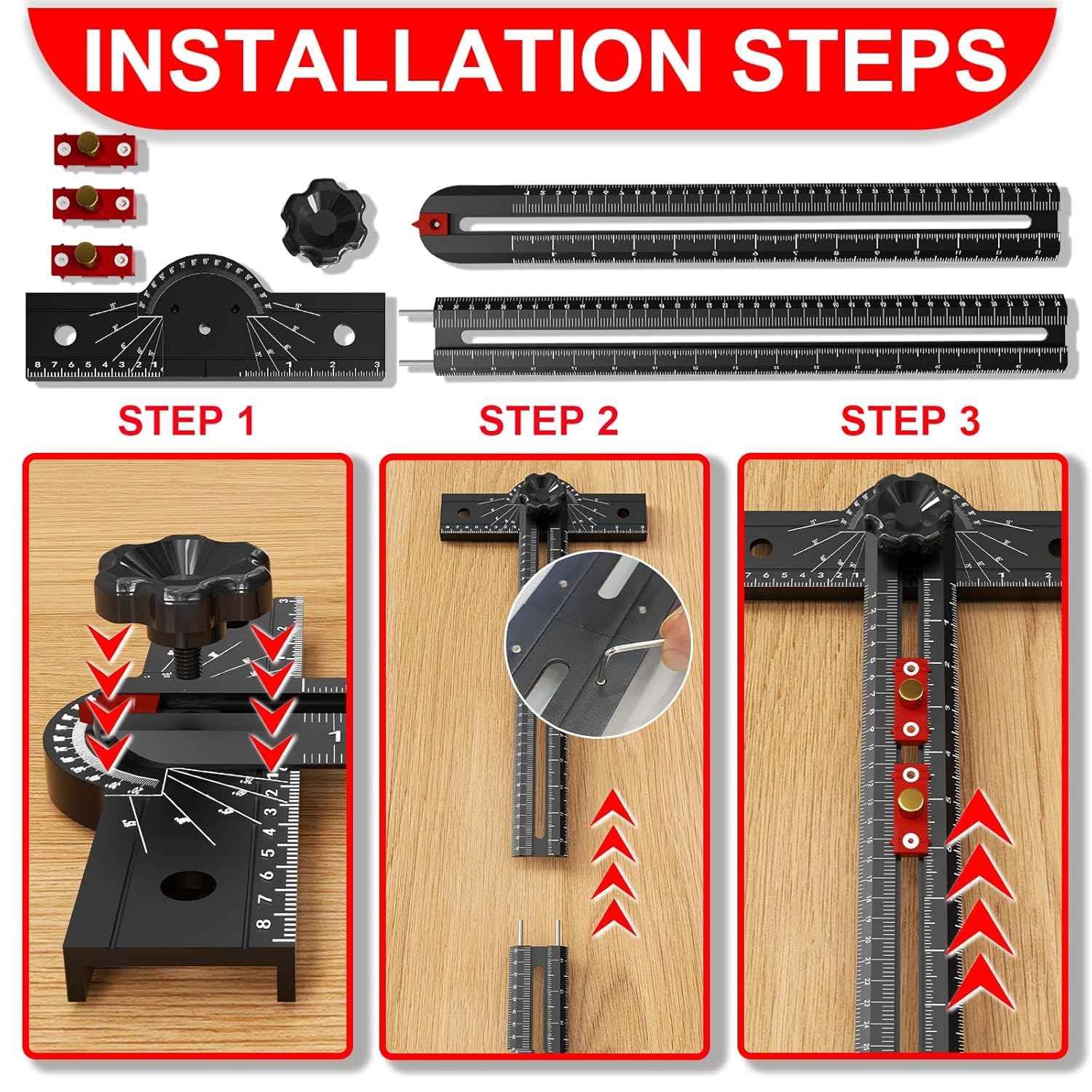 29-Inch Adjustable Woodworking T Square Ruler - Precision Angle Measurement Tool for Carpentry & Drafting
