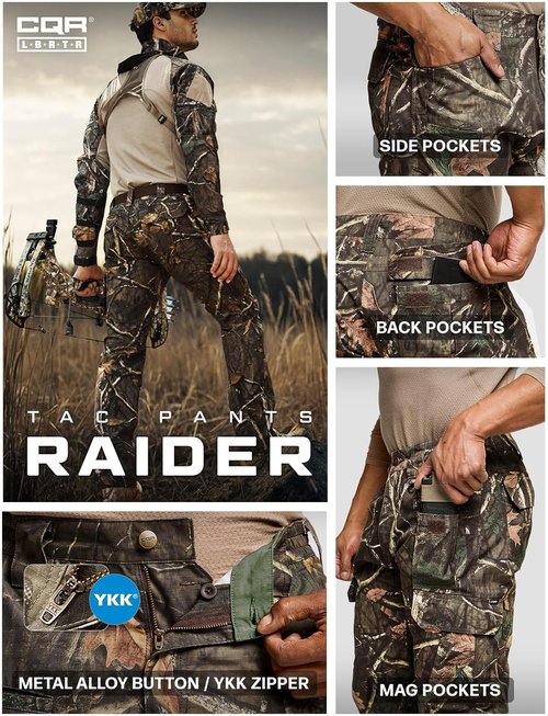 CQR Tactical Pants - Lightweight Water-Resistant Ripstop Cargo Pants for Men | Ideal for Hiking & Work