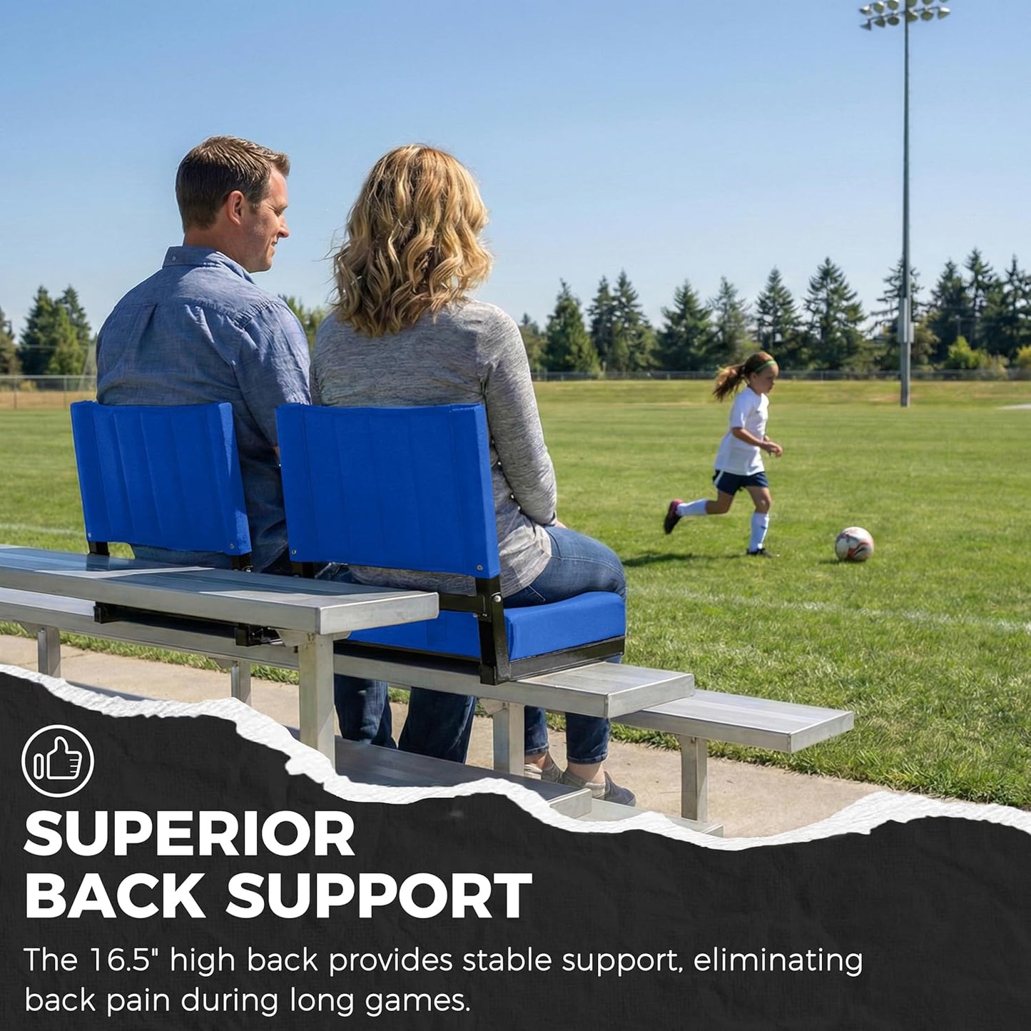 Sport Beats Stadium Seats - Comfortable Bleacher Chairs with Back Support & Thick Padding | Includes Shoulder Strap