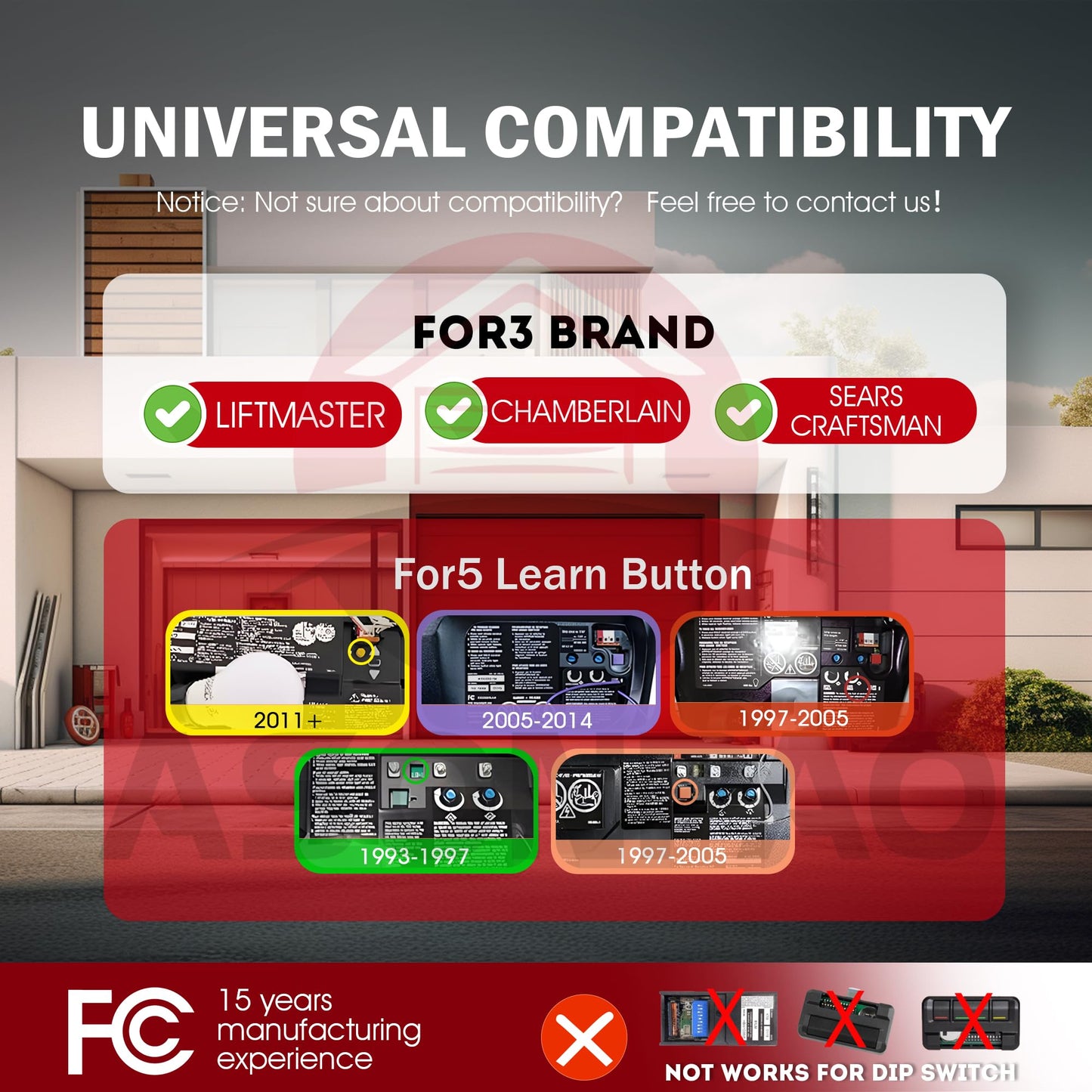 2 for 953EV/EVC 953ESTD Universal Chamberlain Garage Door Opener Remote, 3-Year-Warranty