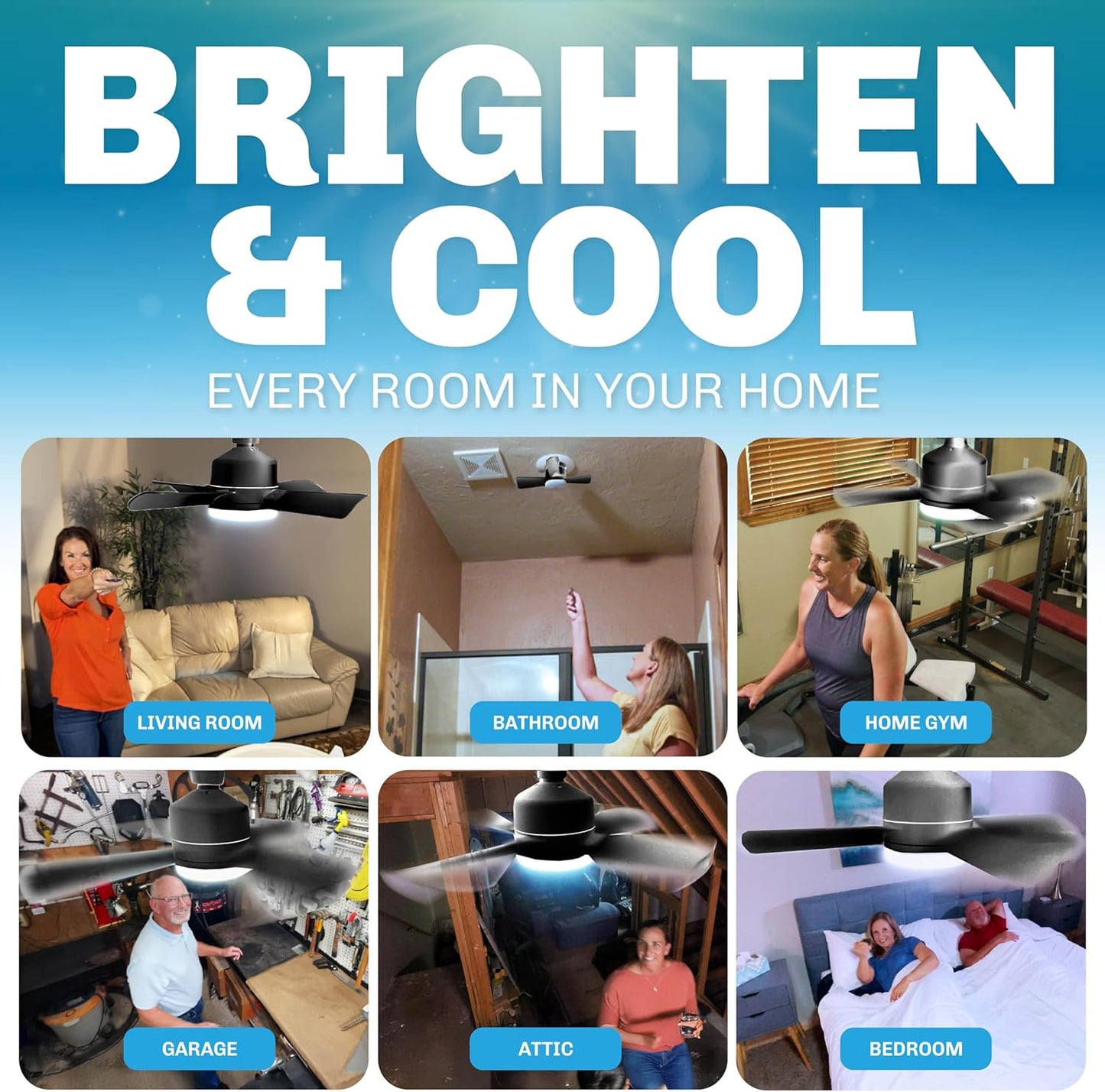 Socket Breeze Ceiling Fan with Light & Remote - Portable 3500K 1000 Lumens E26/E27