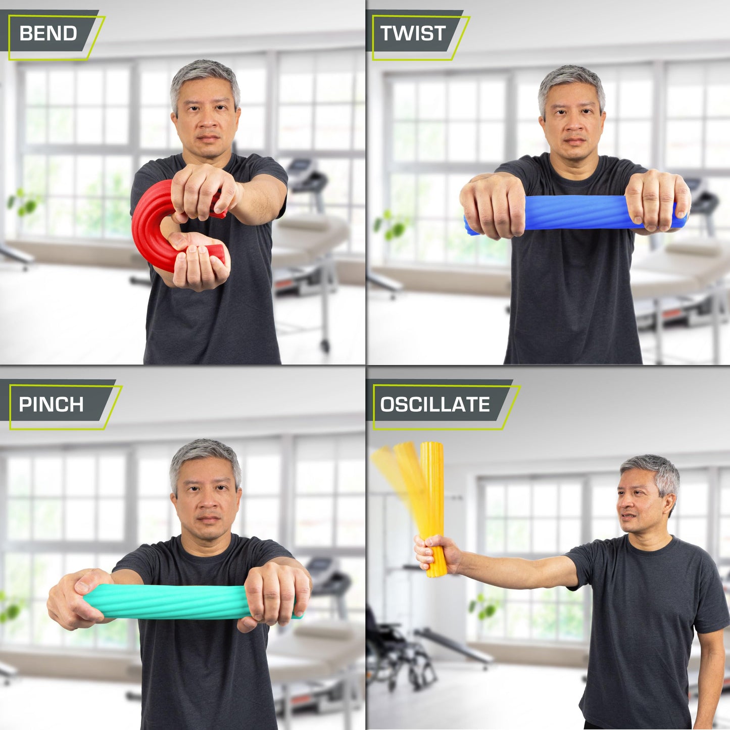 ProsourceFit Flex and Twist Bars Sets and Singles, Resistance Bars for Occupational Therapy, Tennis Elbow Treatment and Wrist Strengthening, 10-20lb, Set of 3