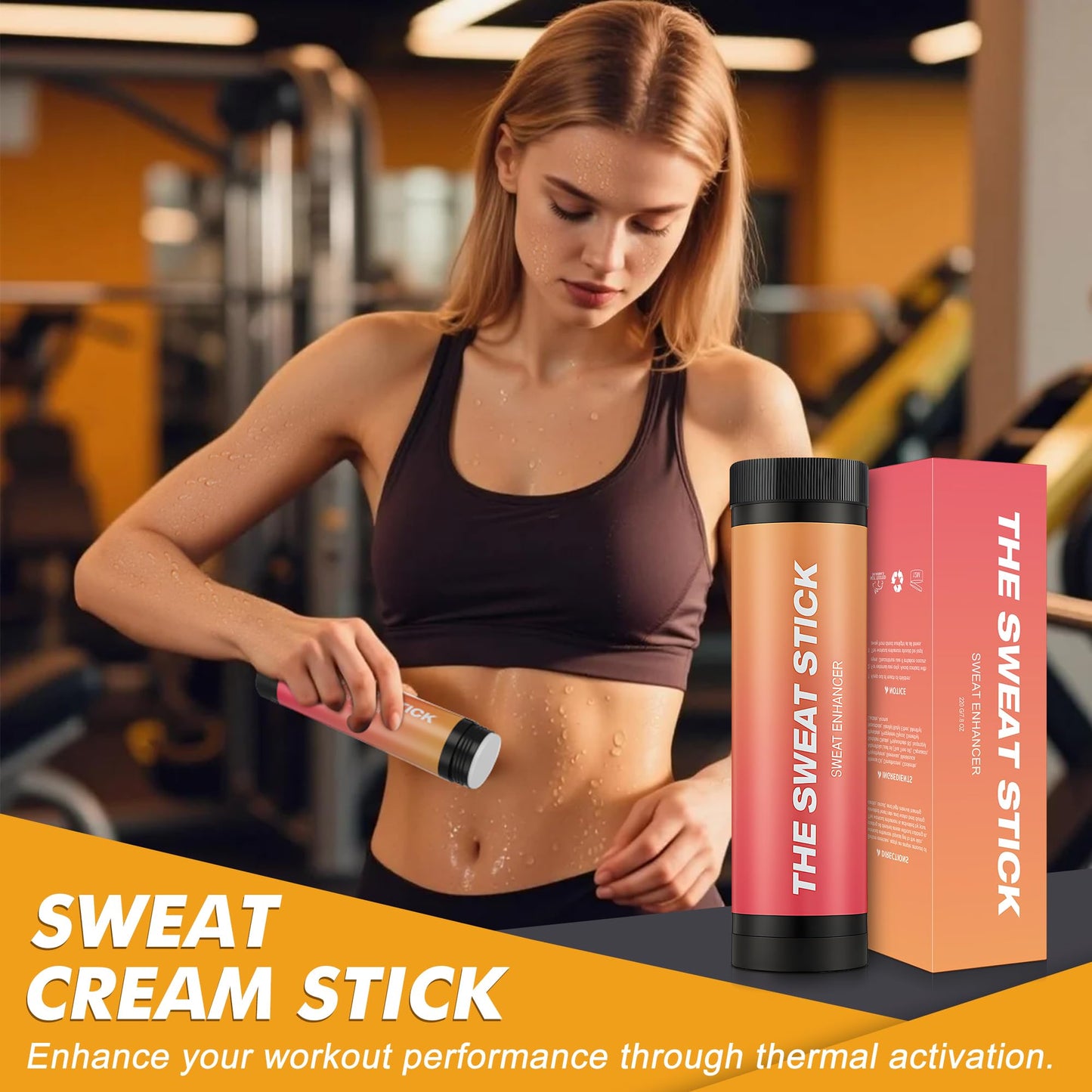 Demissle Sweat Gel Stick, Fragrance Workout Enhancer Stick, 10.5 oz,Orange