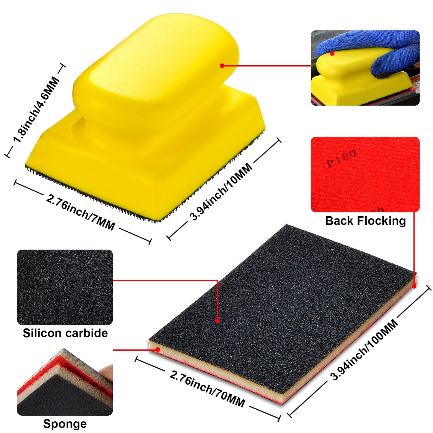MAXMAN 24PCS Sanding Sponge Set,180-3000 Grit Soft Foam Hand Sander Block,3x4 Inch Wet Dry Sandpaper,Ultra Fine Sandpaper Sponge, Reusable Sanding Pads for Metal Wood Furniture Model Drywall Polishing