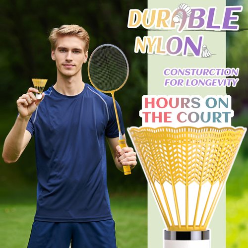 Badminton Rackets Set of 4 for Outdoor Backyard Games,Including 4 Rackets, 6 Nylon Shuttlecocks, 4 Replacement Grip Tapes and 1 Carrying Bag, Lightweight Badminton Racquets for Kids Adults Beginners