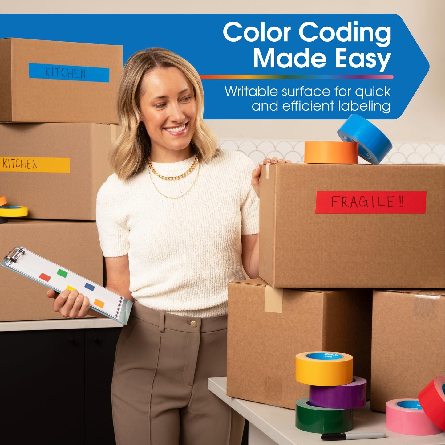 SPARTAN INDUSTRIAL - 2" X 30 yd Red Duct Tape - 2 Colored Tape Rolls for Crafts, Repairs, and More - No Residue, 9 Mil