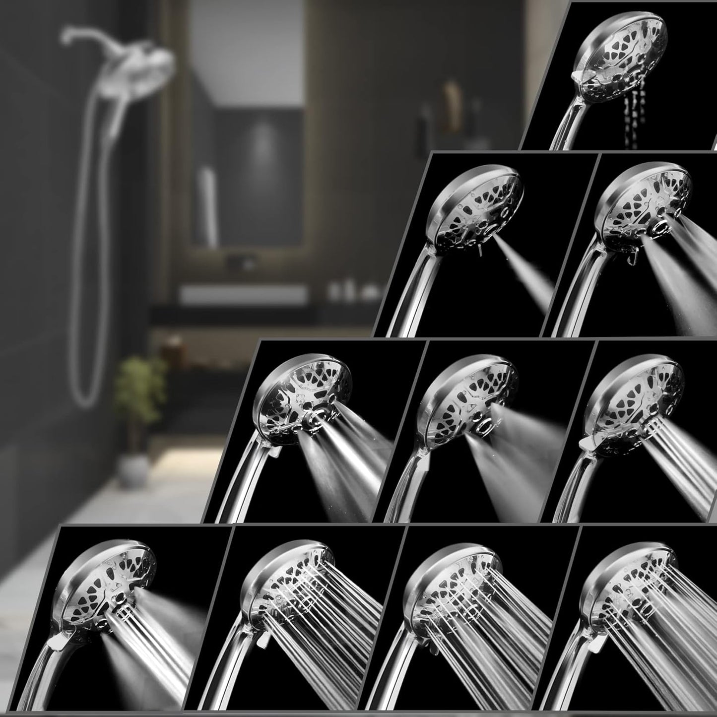 2.5GPM 7.2" Rainfall & Handheld Shower Head Combo with 60" Stainless Steel Hose