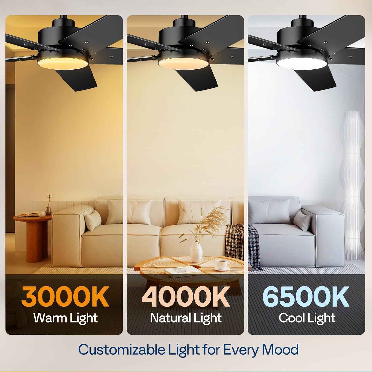 42-Inch VIVOHOME Low Profile Ceiling Fan with Lights & Remote - Dimmable, Quiet, Reversible for Bedroom & Living Room