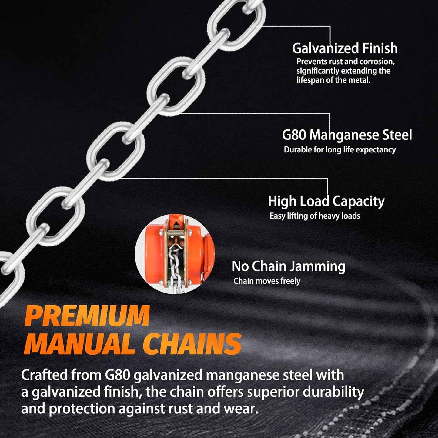 1 Ton Lever Chain Hoist - 10FT Manual Ratchet Puller with 2 Hooks for Garage & Warehouse