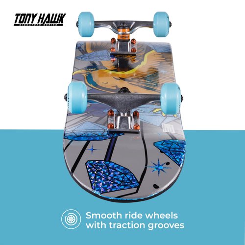 Tony Hawk 31 inch Skateboard, Tony Hawk Signature Series 3, 9-ply Maple Deck Skateboard for Cruising, Carving, Tricks and Downhill, Diamond Hawk