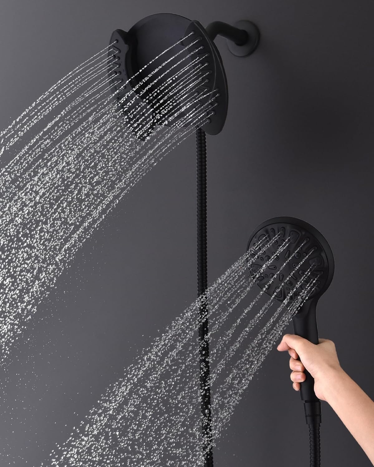 2.5GPM 7.2" Rainfall & Handheld Shower Head Combo with 60" Stainless Steel Hose