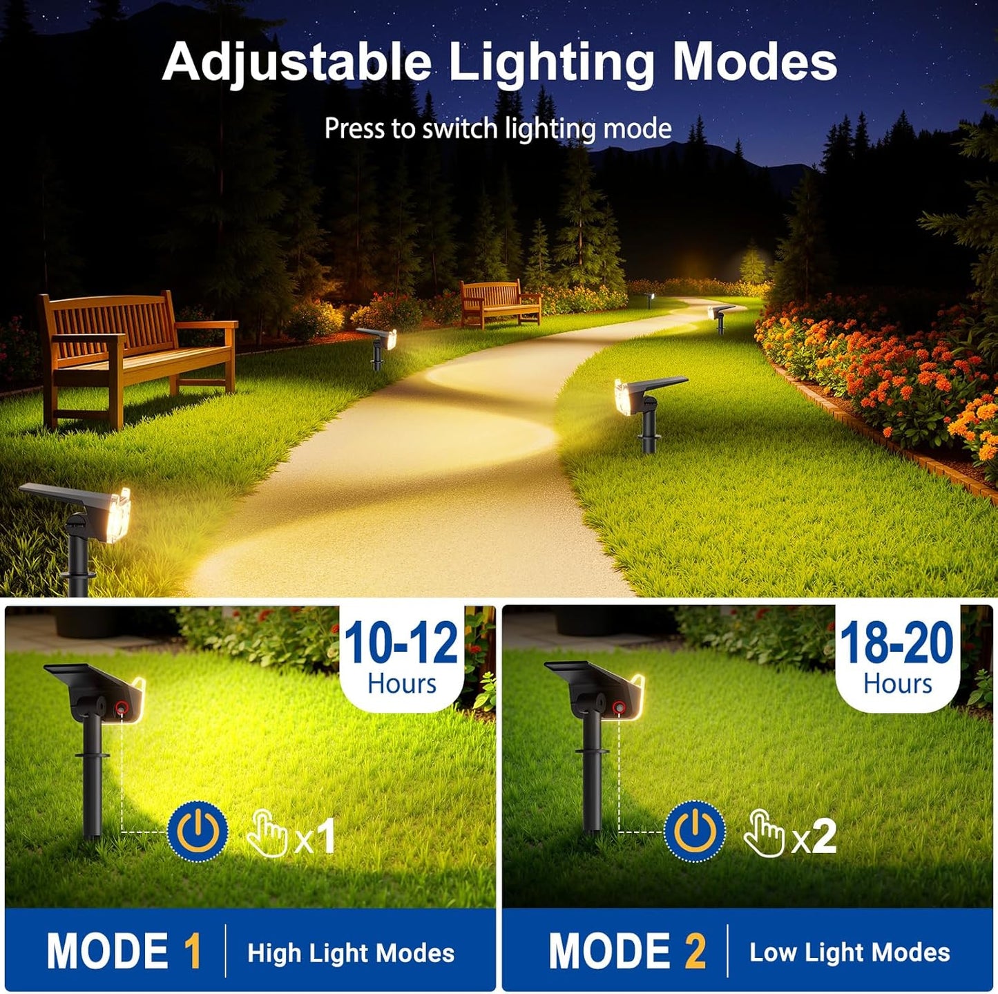 6 Pack Solar Spot Lights Outdoor - Waterproof LED Landscape Lighting, Auto ON/OFF, 135° Adjustable for Garden, Pathway & Tree Decor