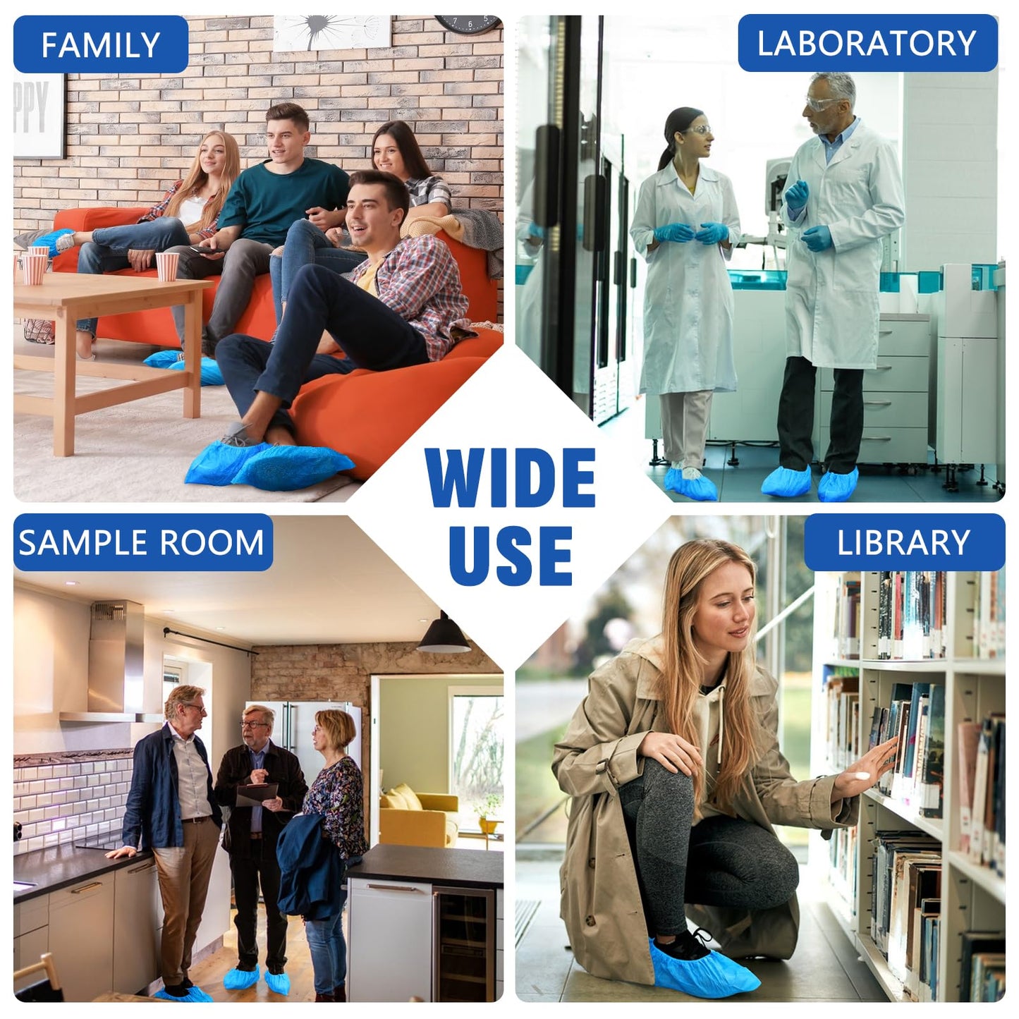 120 Pack(60 Pairs) Shoe Covers Disposable, Non-woven Fabric Shoes Covers for Indoor, Blue Durable & Reusable Disposable Boot & Shoe Covers, Larger Size Fits Various Shoes