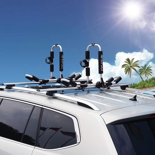 ARTIPOLY Kayak Roof Rack - 4-in-1 J-Bar for 2 Kayaks with Paddle Holder | Easy Mount for SUVs & Trucks