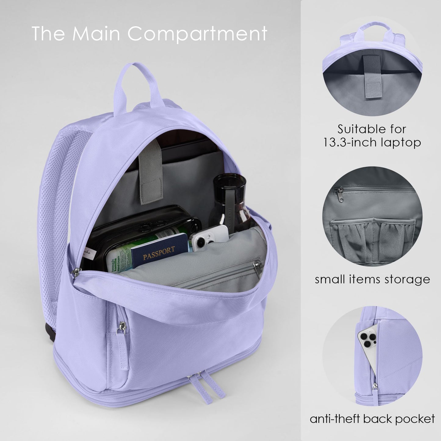 Uselike Gym Backpack for Women Men, Lightweight Gym Bag with Shoe Compartment, Waterproof Workout Backpack with Wet Pocket