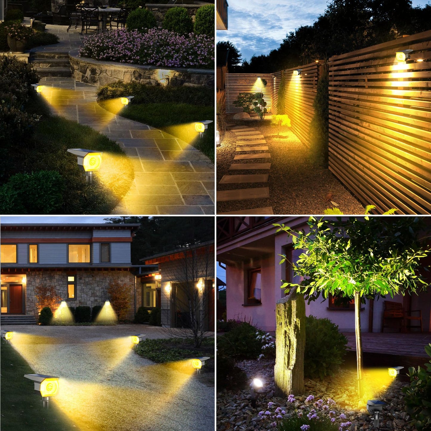 Peasur 1 Pack Solar Spot Lights Outdoor, Solar Spotlights Outdoor Waterproof 2-in-1 Auto On/Off Landscape Lighting for Outside Yard Garden (Warm White)