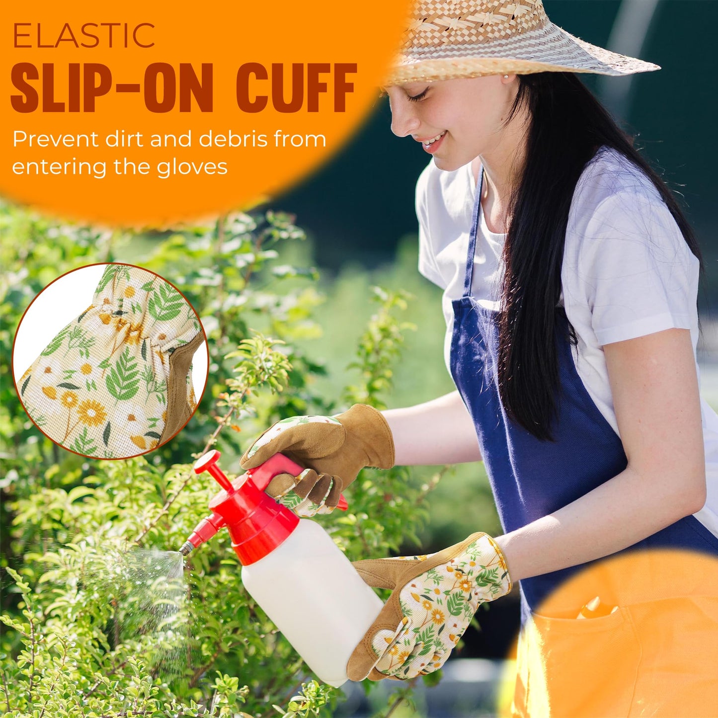 HANDLANDY Gardening Gloves for Women, Ladies Breathable Leather Garden Glove for Yard Maintenance Work Construction Tool Handling, Best Gift for Gardeners (Small)