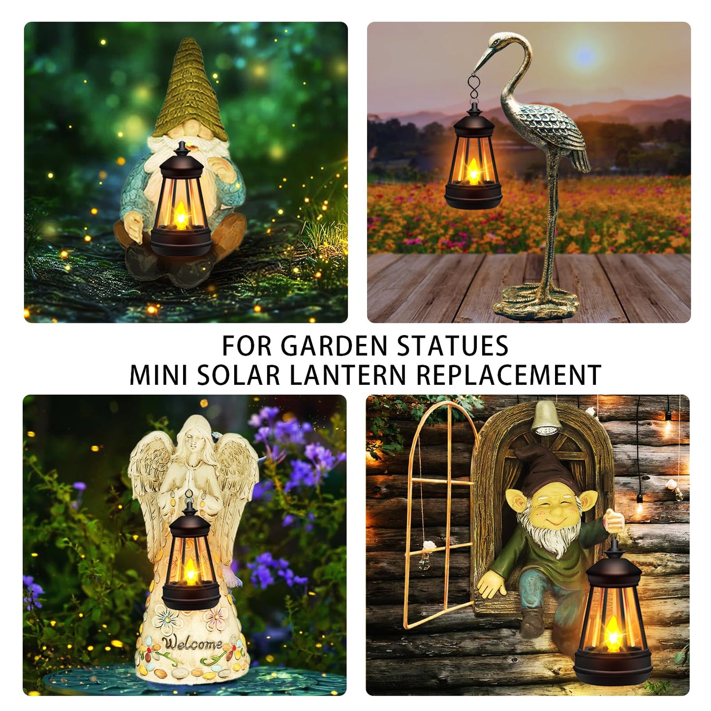 Mini Solar Lantern Lights Replacement for Outdoor Statue, Small Hanging Lantern Replacement, Waterproof Garden Decor Outdoor Lighting Decorative Lights for Yard Patio Lighting, Warm White, 1 Pack