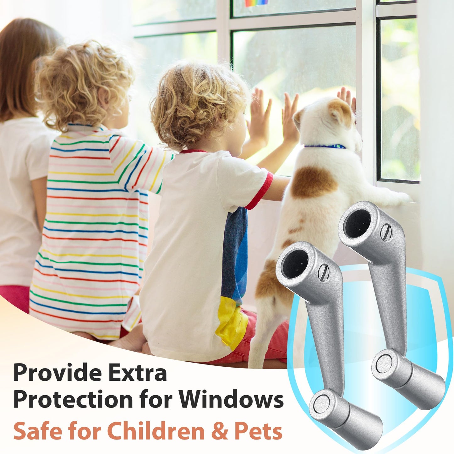 MorningRo 2 Pack Window Crank Handle Replacement H 3966 H 4106, 3/8" Spline Socket Crank Handle with Smooth 360 Degree Operation, Casement Window Rotating Handles Provide Security for Windows