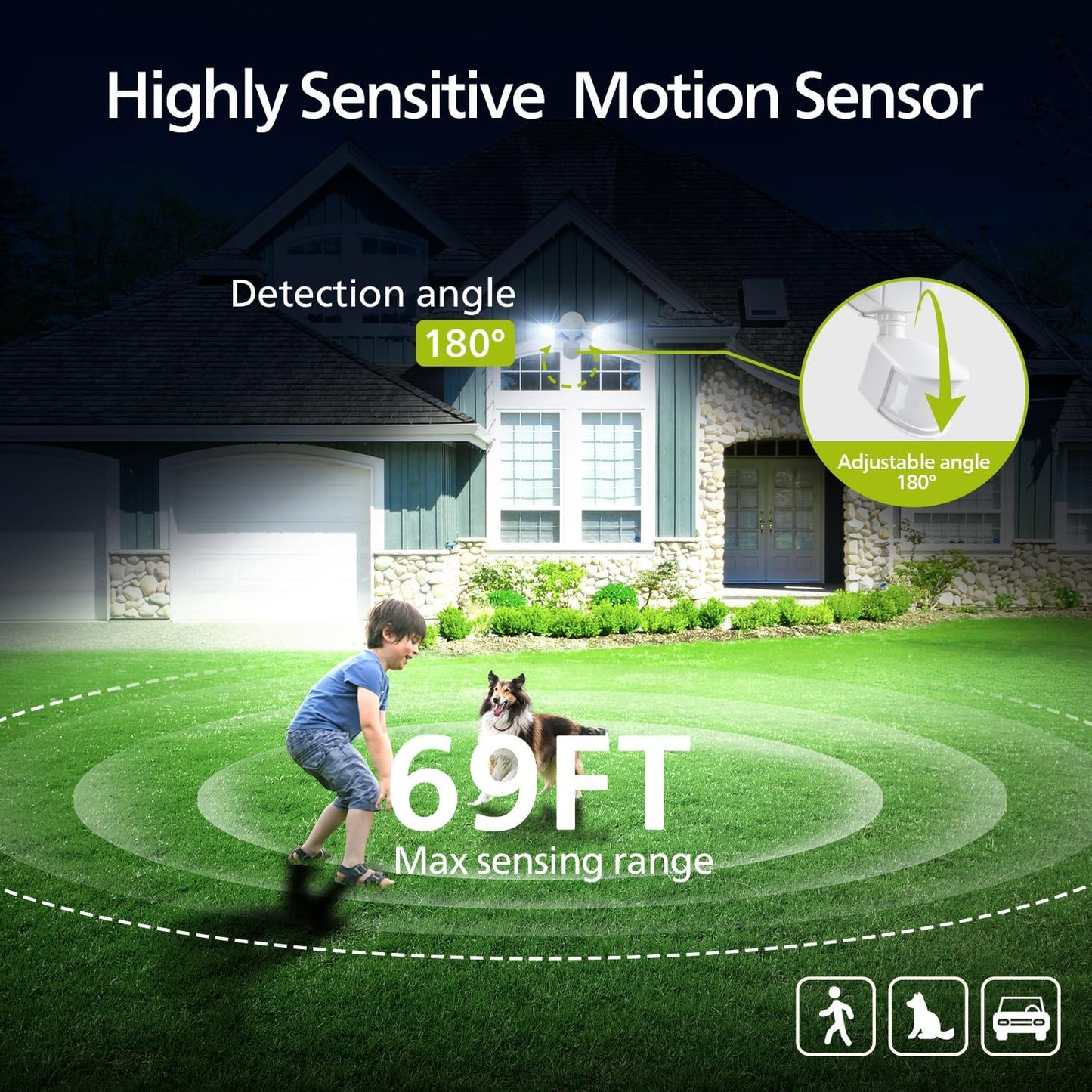 Philips 44W LED Outdoor Security Light with PIR Motion Sensor - 4200 lm, 5000K, Waterproof, Dusk to Dawn, Dual Heads