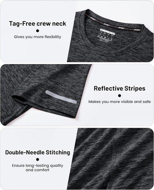 MAGCOMSEN Men's Athletic Workout T-Shirts - Lightweight Dry Fit Crew Neck Gym Tees