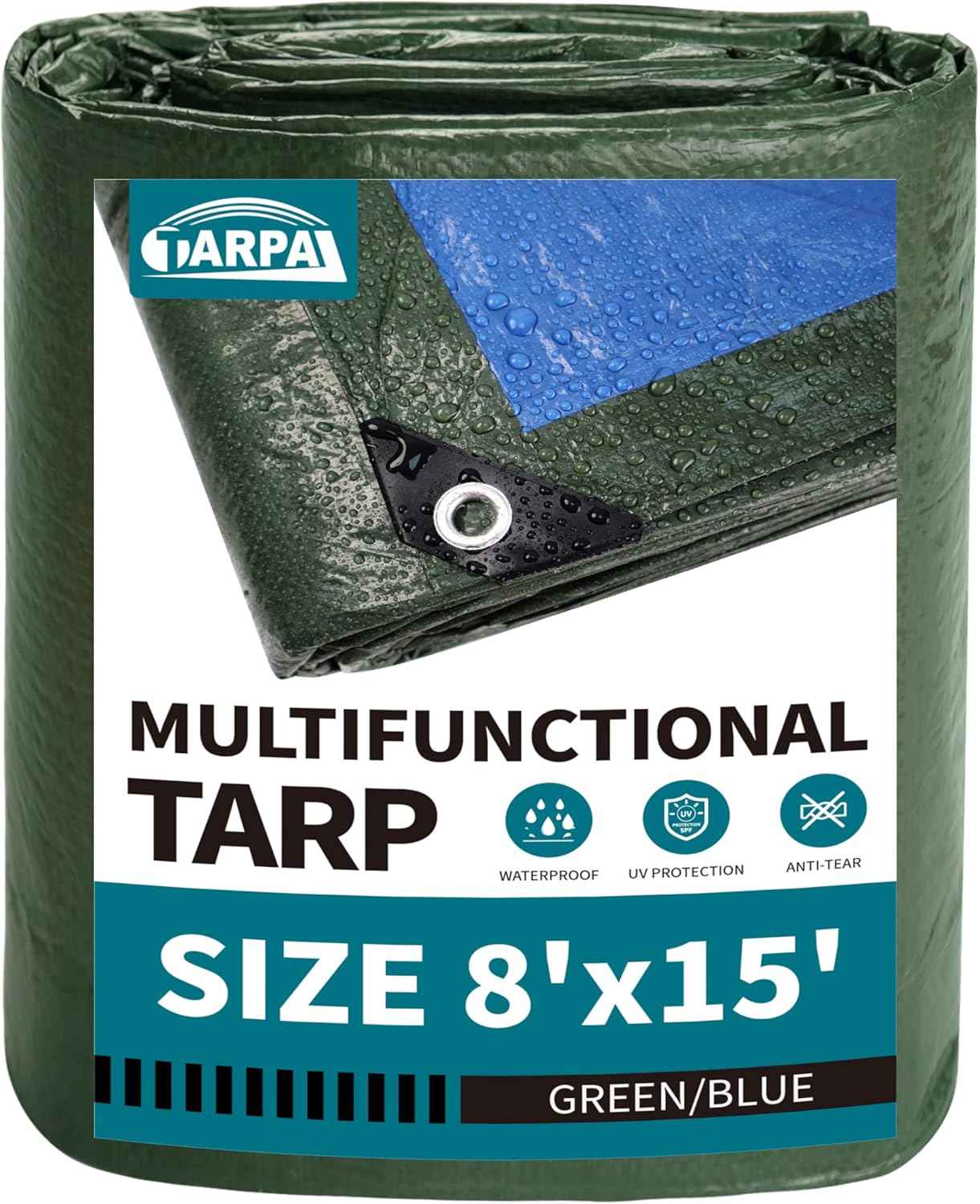 20x30 Feet Waterproof Green Tarp - Heavy-Duty Multipurpose Cover for Outdoor Use