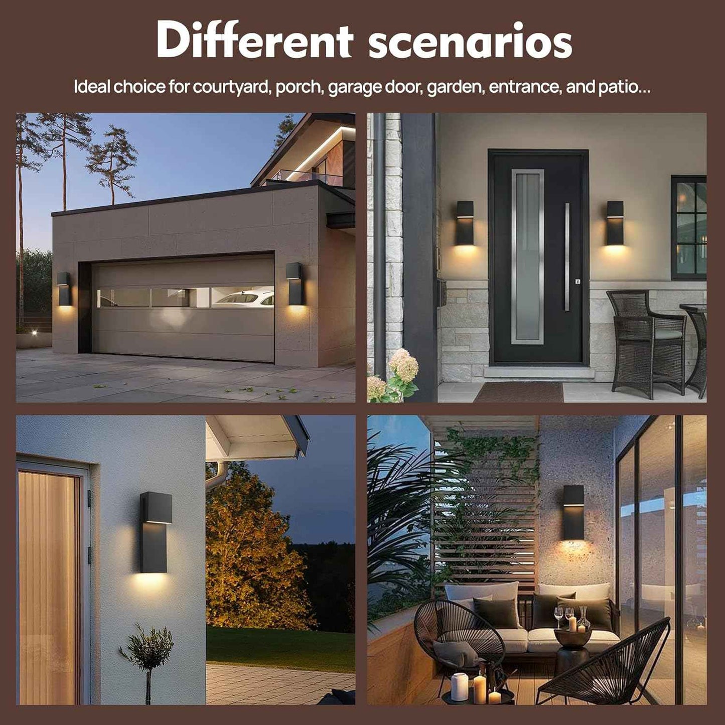 LED Outdoor Wall Sconce 3000K - Waterproof 18W Black Porch Light Fixture for Garage & Balcony