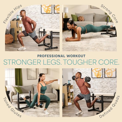 Lifepro Bulgarian Split Squat Stand – Adjustable Single Leg Squat Roller Stand for Split Squats & Lunges – Intensiflex Max 330lb Capacity and 7 Height Levels Padded Foam Roller for Home Gym & Leg Training