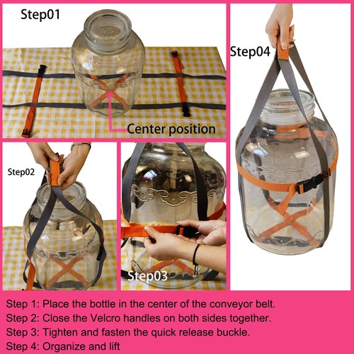 Storbuffs 5 Gallon Glass Fermenting Carboy Easy-Carry Straps, Glass Bottle Protector, Adjustable and Strong for Easy, Safe, Secure Lifting, Moving jug Bottle, Fit 3 to 7 gal, Gray, Cotton, No Carboy