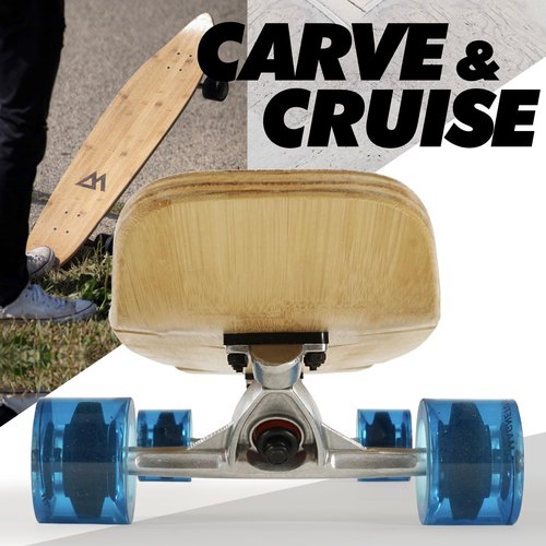 Magneto Kicktail Cruiser Longboard Skateboard - Adult Skate for Commuting & Carving - Smooth 78A Wheels for Cruiser Skateboard - Bamboo Longboard Construction with Maple Core - 44" x 9", Blue