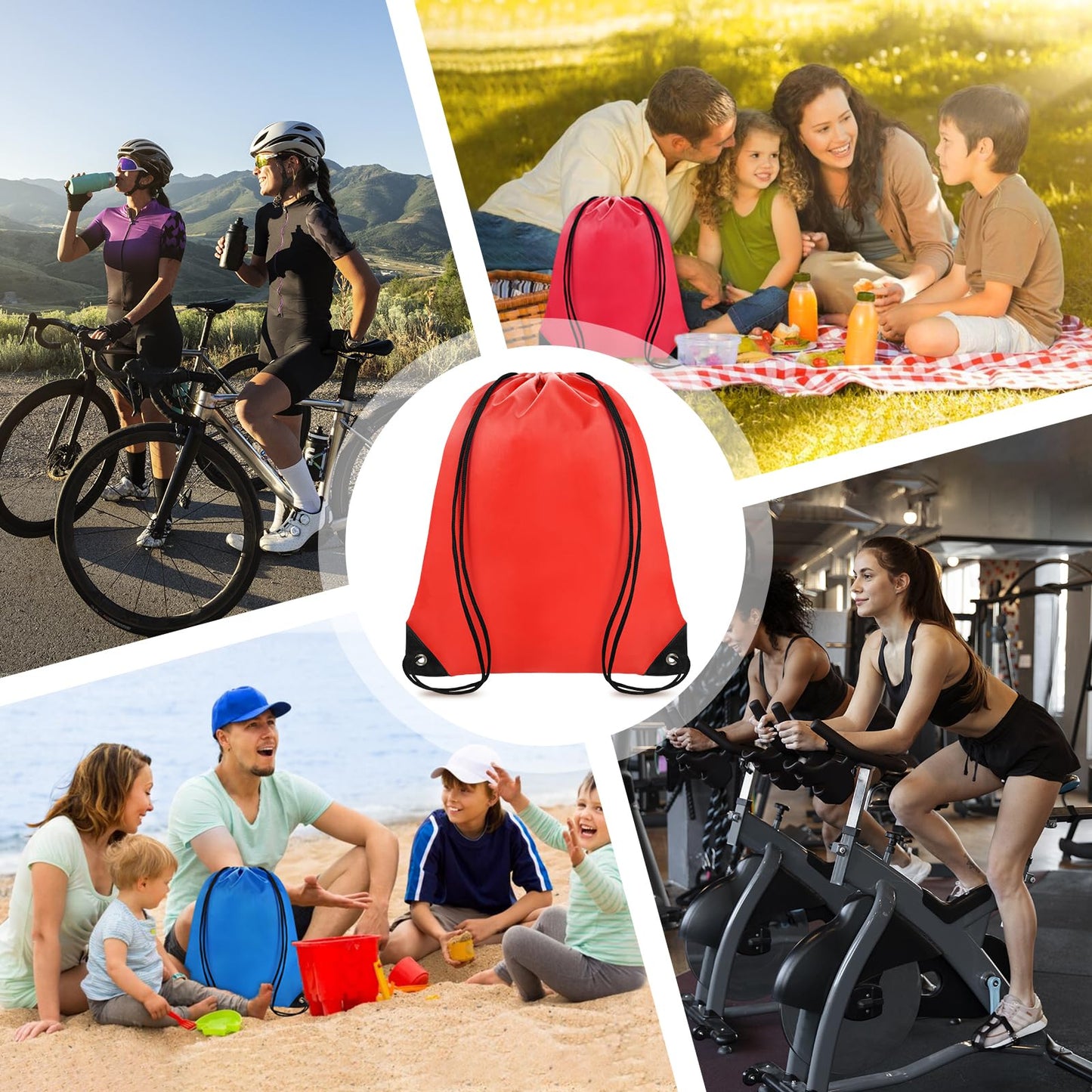 Grneric Drawstring Bags 28 Pcs String Backpack Bulk Cinch Bag Sackpack for Men Women Gym(Red)