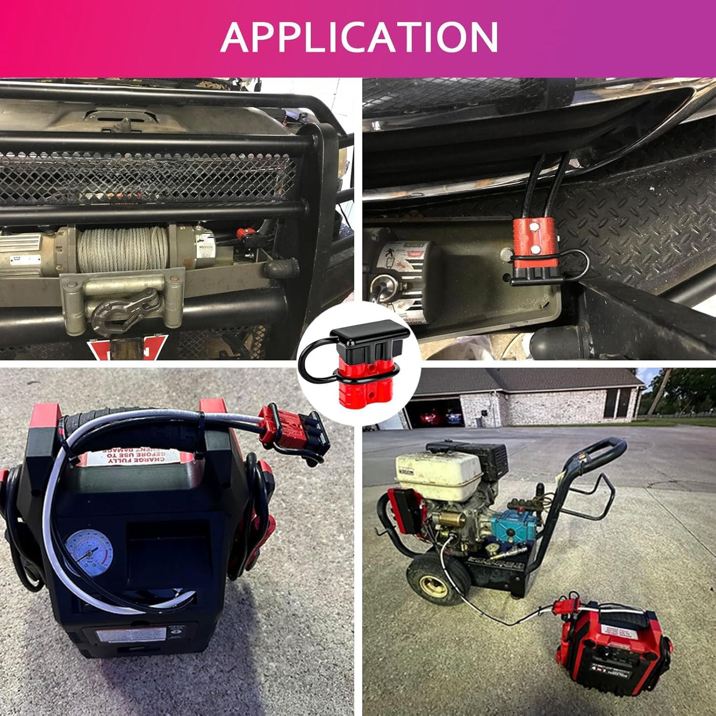 BFXM Anderson Connector 4 Pcs, 50 Amp 12-36v Batteries Quick Connect/Disconnect Plug Kit, Connectors for 6 to 12 Gauge Cables, for Car Bike ATV Winches Lifts Motors More,SB50 Red